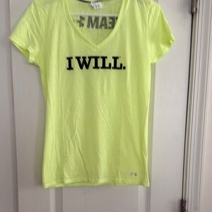 Under Armour Bright Yellow Tee “I Will” text